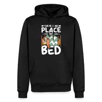 Il n’y a pas d’endroit comme le lit Paresseux - Sweat à capuche Premium bio Homme - noir - Devant - Nico (187cm)