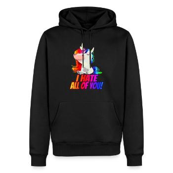 Ich Hasse Euch Alle! - Mittelfinger Regenbogen - Männer Premium Bio Hoodie - Schwarz - Vorne - Nico (187cm)