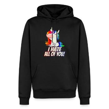 Ich Hasse Euch Alle! - Mittelfinger Regenbogen - Männer Premium Bio Hoodie - Schwarz - Vorne - Nico (187cm)