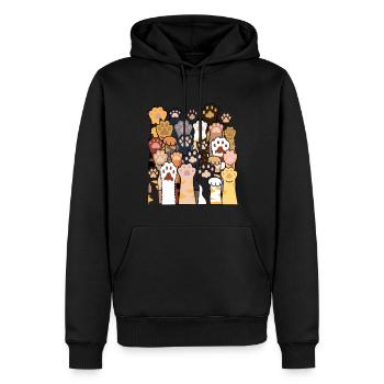 Pattes de chat Dessins amoureux des chats avec chat - Sweat à capuche Premium bio Homme - noir - Devant - Nico (187cm)