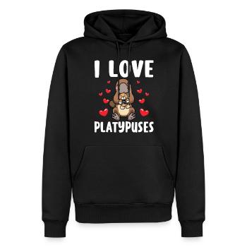 J’adore les ornithorynques Ornithorynque - Sweat à capuche Premium bio Homme - noir - Devant - Nico (187cm)