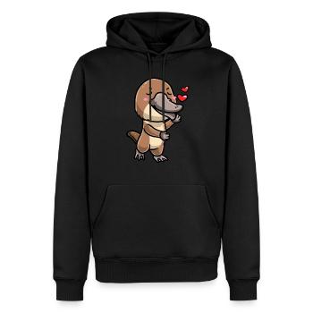 Émoticône ornithorynque de Kawaii - Sweat à capuche Premium bio Homme - noir - Devant - Nico (187cm)