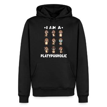 Émoticône ornithorynque de Kawaii - Sweat à capuche Premium bio Homme - noir - Devant - Nico (187cm)