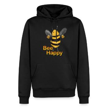 Bee Happy - Men’s Premium Organic Hoodie - black - Front - Nico (187cm)