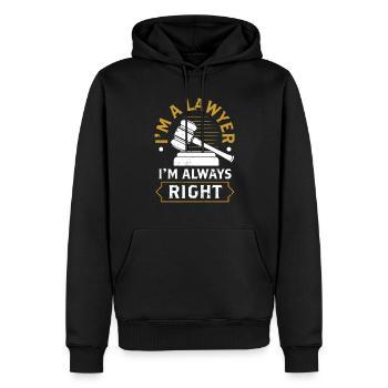 Je suis avocat et j’ai toujours raison avocat - Sweat à capuche Premium bio Homme - noir - Devant - Nico (187cm)