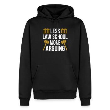 Moins d’études de droit Plus d’argumentation Avocat en droit - Sweat à capuche Premium bio Homme - noir - Devant - Nico (187cm)