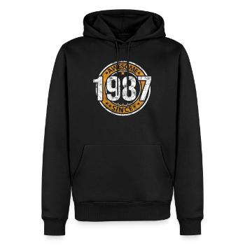 Awesome Since 1987 Retro Vintage Geburtstag - Männer Premium Bio Hoodie - Schwarz - Vorne - Nico (187cm)