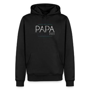 Papa 2023 - Männer Premium Bio Hoodie - Schwarz - Vorne - Nico (187cm)