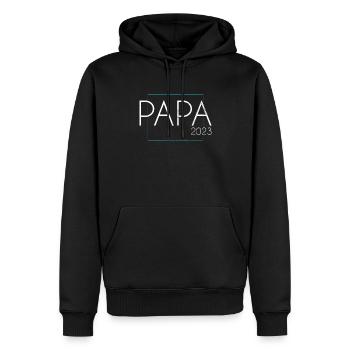 Papa 2023 - Männer Premium Bio Hoodie - Schwarz - Vorne - Nico (187cm)