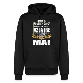 62. Geburtstag Mai Jahrgang 1961 Vintage - Männer Premium Bio Hoodie - Schwarz - Vorne - Nico (187cm)