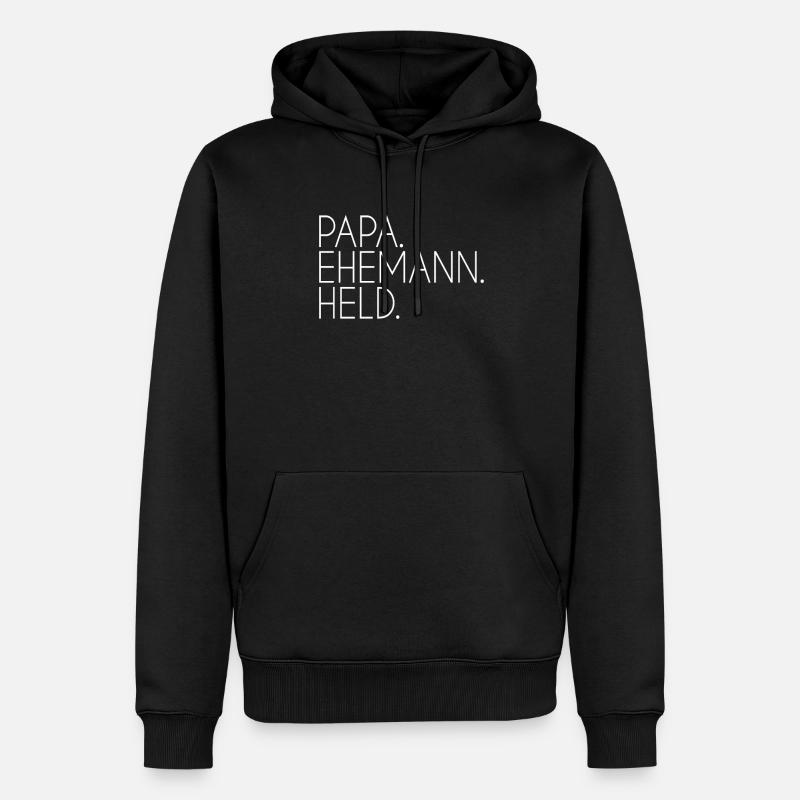 Papa Ehemann Held - Männer Premium Bio Hoodie - Schwarz