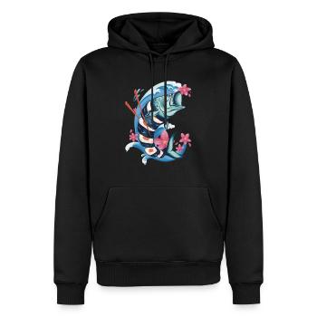 Sushi Fish Art japonais Kawaii Nigiri Anime Food - Sweat à capuche Premium bio Homme - noir - Devant - Nico (187cm)