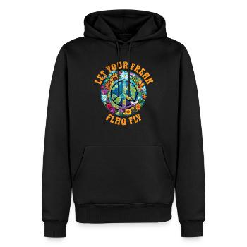 Hippie Peace Sign Peace Flowers Flower Child - Sweat à capuche Premium bio Homme - noir - Devant - Nico (187cm)