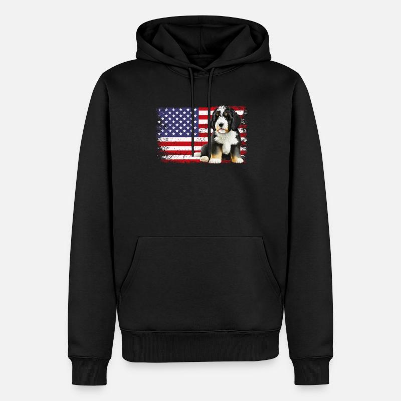 bernedoodle drapeau américain - Sweat à capuche Premium bio Homme - noir