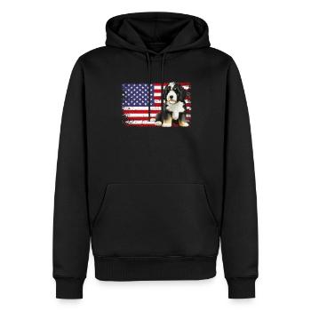 bernedoodle American flag - Men’s Premium Organic Hoodie - black - Front - Nico (187cm)