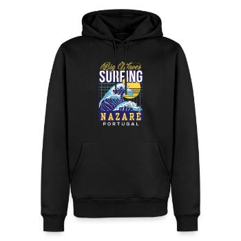 Big Wave Surfing Nazaré Portugal Surfen Surfer - Männer Premium Bio Hoodie - Schwarz - Vorne - Nico (187cm)
