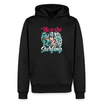 Nazaré Surf Vagues Surfer Surf - Sweat à capuche Premium bio Homme - noir - Devant - Nico (187cm)