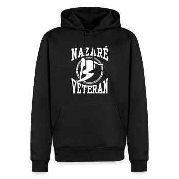 Nazaré Vétéran Surf Vagues Surfer Surf - Sweat à capuche Premium bio Homme - noir - Devant - Nico (187cm)
