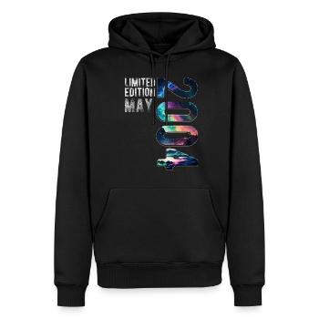 Édition Limitée 2004 Mai Anniversaire Aurores Boréales - Sweat à capuche Premium bio Homme - noir - Devant - Nico (187cm)