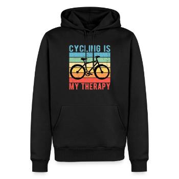 Cycliste Le vélo est ma thérapie - Sweat à capuche Premium bio Homme - noir - Devant - Nico (187cm)