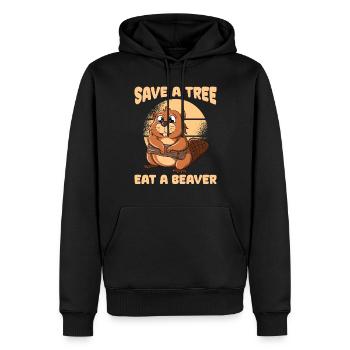 Save A Tree Eat A Beaver - Männer Premium Bio Hoodie - Schwarz - Vorne - Nico (187cm)