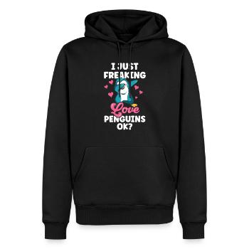J’adore les pingouins juste ok pingouin animal mignon - Sweat à capuche Premium bio Homme - noir - Devant - Nico (187cm)