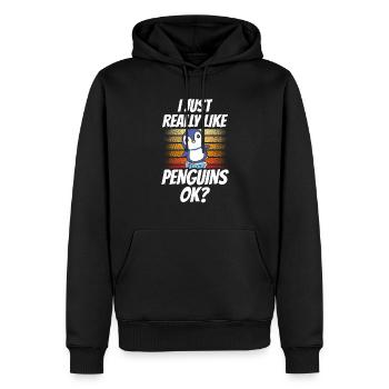 J’aime juste les pingouins beaucoup pingouin animal mignon - Sweat à capuche Premium bio Homme - noir - Devant - Nico (187cm)