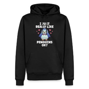 J’aime juste les pingouins très animal pingouin mignon - Sweat à capuche Premium bio Homme - noir - Devant - Nico (187cm)