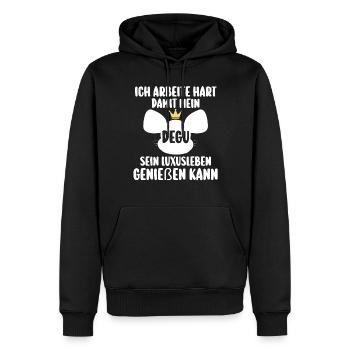 Ich arbeite hart damit mein Degu - Männer Premium Bio Hoodie - Schwarz - Vorne - Nico (187cm)