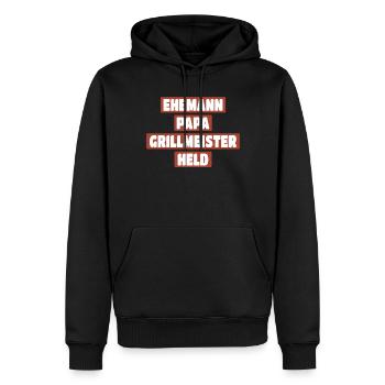 Ehemann Papa Grillmeister - Männer Premium Bio Hoodie - Schwarz - Vorne - Nico (187cm)