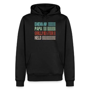 Ehemann Papa Grillmeister Held Vaterschaft - Männer Premium Bio Hoodie - Schwarz - Vorne - Nico (187cm)