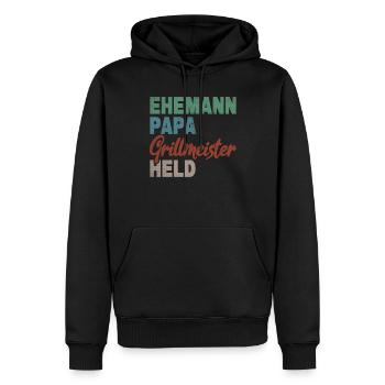 Ehemann Papa Grillmeister Held Vaterschaft - Männer Premium Bio Hoodie - Schwarz - Vorne - Nico (187cm)