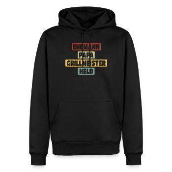 Ehemann Papa Grillmeister Held Vaterschaft - Männer Premium Bio Hoodie - Schwarz - Vorne - Nico (187cm)