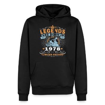 Moto Vintage 1978 45e anniversaire - Sweat à capuche Premium bio Homme - noir - Devant - Nico (187cm)