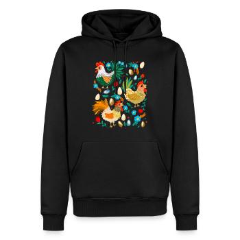 Poulets heureux colorés Amateurs de poulet Elevage de poulets - Sweat à capuche Premium bio Homme - noir - Devant - Nico (187cm)