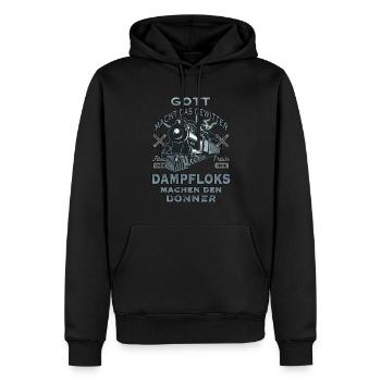 Dampflok fahren macht Spaß wie eine Eisenbahn - Männer Premium Bio Hoodie - Schwarz - Vorne - Nico (187cm)
