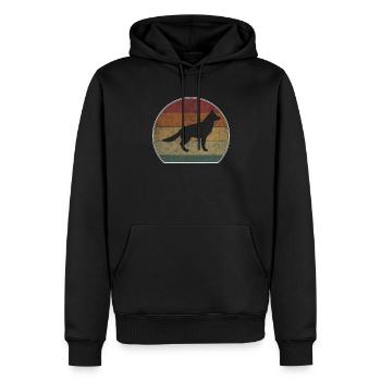 Retro German Shepherd Sunset - Men’s Premium Organic Hoodie - black - Front - Nico (187cm)