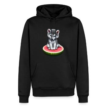 Loup de pastèque - Sweat à capuche Premium bio Homme - noir - Devant - Nico (187cm)
