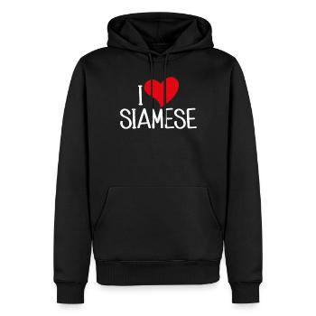 Cadeaux de chat siamois - Sweat à capuche Premium bio Homme - noir - Devant - Nico (187cm)