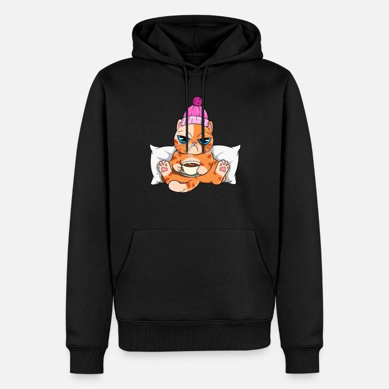 Kaffee Katze - Männer Premium Bio Hoodie - Schwarz