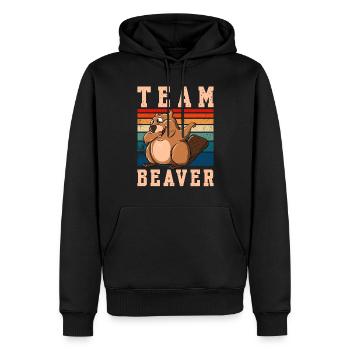 Team Beaver - Männer Premium Bio Hoodie - Schwarz - Vorne - Nico (187cm)