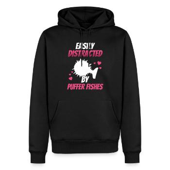 Distrait par le poisson-globe Poisson-globe géant - Sweat à capuche Premium bio Homme - noir - Devant - Nico (187cm)
