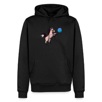 Cheval mignon jouant au volley-ball et au jumping grunge - Sweat à capuche Premium bio Homme - noir - Devant - Nico (187cm)