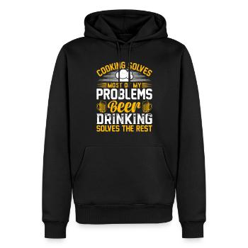 Cooking Solves Most Of My Problems Beer Drinking & - Männer Premium Bio Hoodie - Schwarz - Vorne - Nico (187cm)