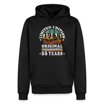 55. Geburtstag Juni Jahrgang 1968 Geschenkidee - Männer Premium Bio Hoodie - Schwarz - Vorne - Nico (187cm)