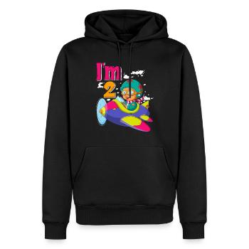 Maintenant j’ai 2 ans - Sweat à capuche Premium bio Homme - noir - Devant - Nico (187cm)