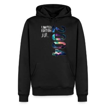 Édition limitée 2004 Juillet Anniversaire Aurores boréales - Sweat à capuche Premium bio Homme - noir - Devant - Nico (187cm)