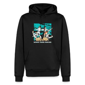 Ceinture noire - Fille d’arts martiaux - Sweat à capuche Premium bio Homme - noir - Devant - Nico (187cm)