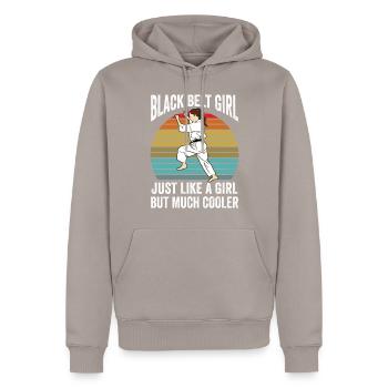 Ceinture noire Femmes Karaté - Sweat à capuche Premium bio Homme - taupe - Devant - Nico (187cm)