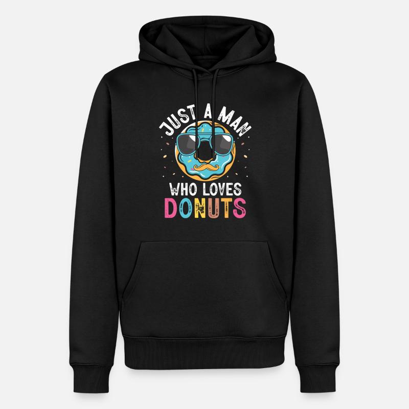 Nur Ein Mann, Der Donuts Liebt Donut Donut - Männer Premium Bio Hoodie - Schwarz